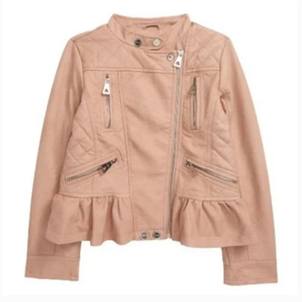 Urban Republic Girl's Faux Leather Peplum Moto Jacket - M (5/6)